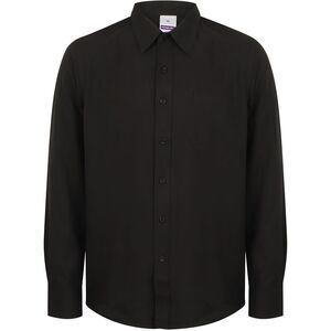 Henbury Mens Wicking Anti-bacterial Long Sleeve Work Shirt / Black